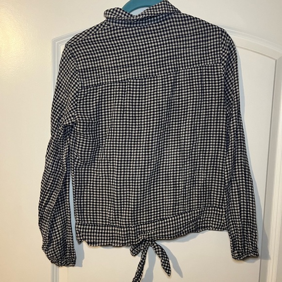 Lauren Conrad size small checked button down top with tie in the front - Picture 5 of 5